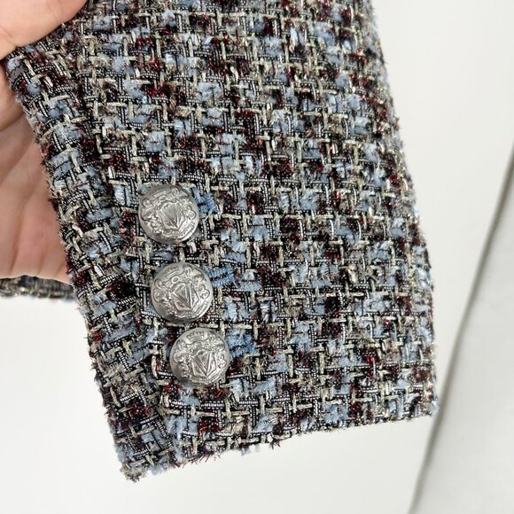 NWT Veronica Beard Ferazia Metallic Tweed Jacket in Silver Multi - Picture 6 of 11